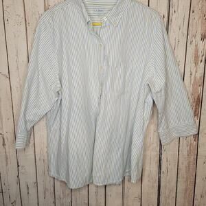 L.L. Bean Striped Button-Down Blouse - Size 2X